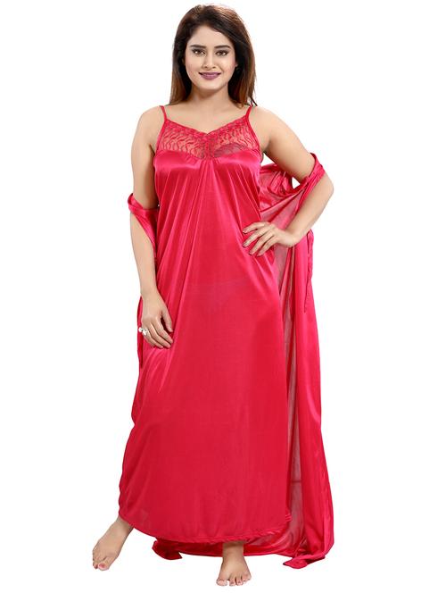 solid three piece night wear set - 18431370 - Standard Image - 0