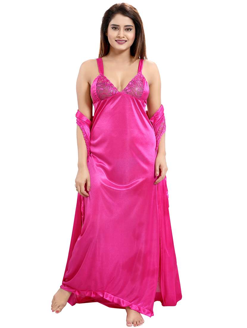 solid three piece night wear set