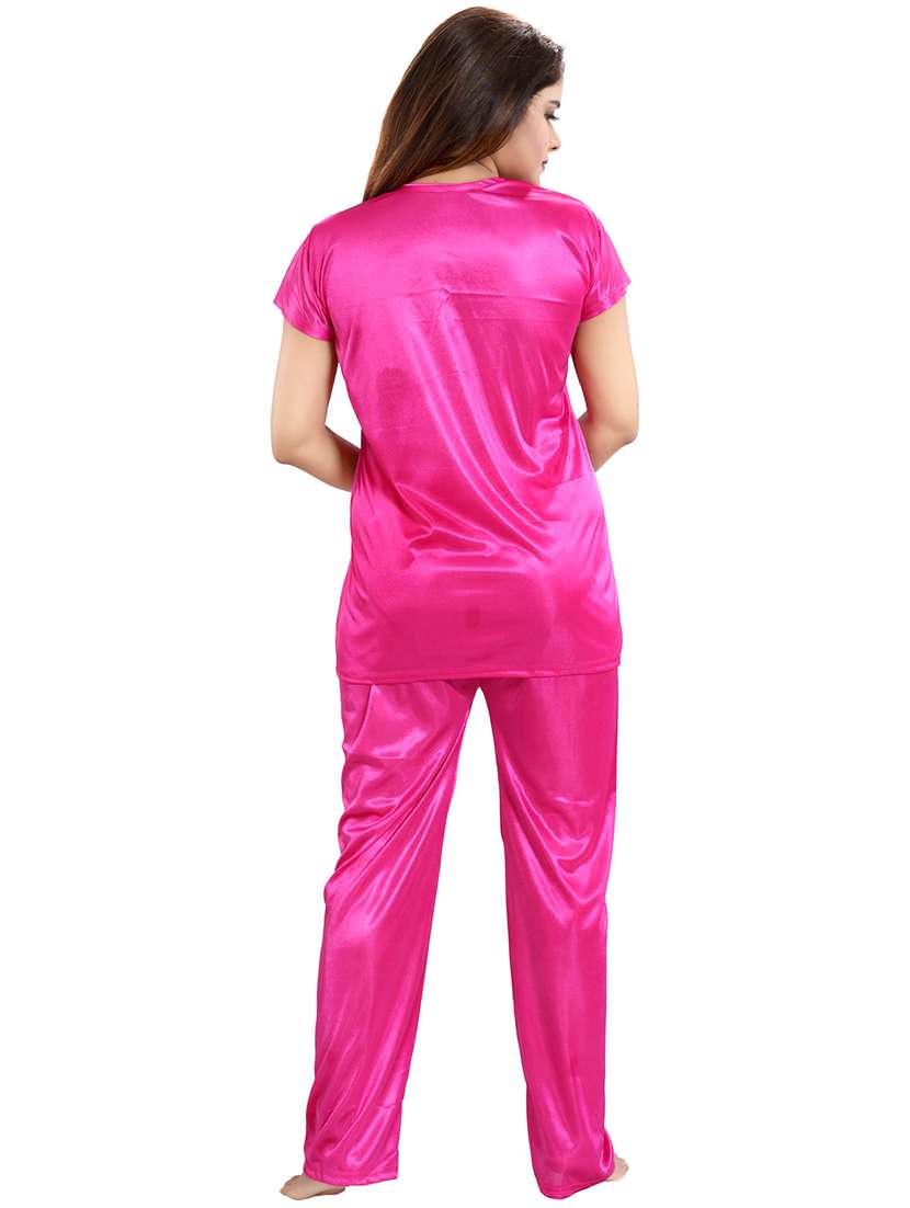 solid three piece night wear set - 18431372 - Standard Image - 5