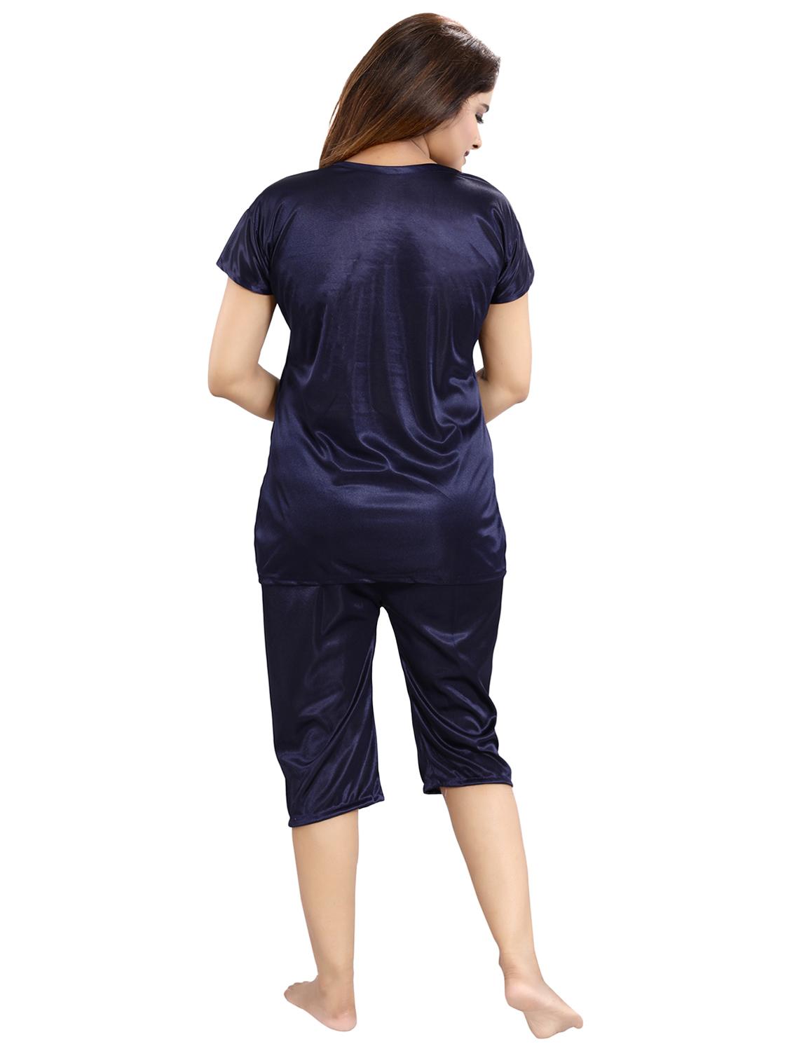 solid three piece night wear set - 18431381 - Standard Image - 5