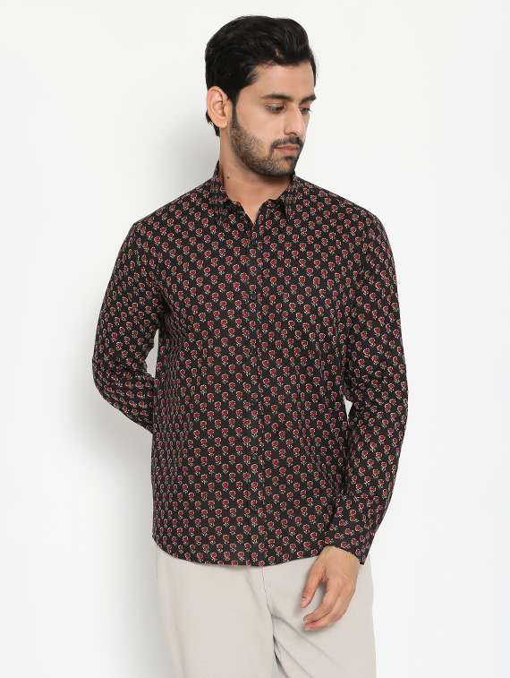 brown printed casual shirt