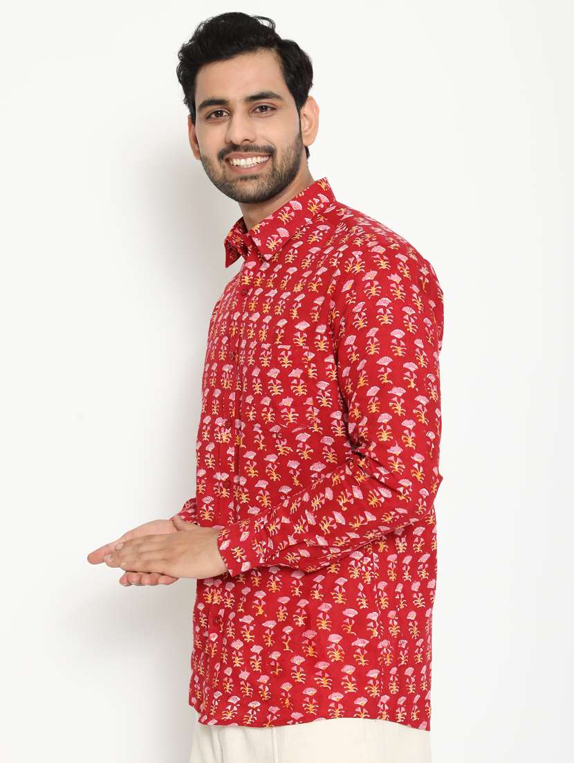 red printed casual shirt