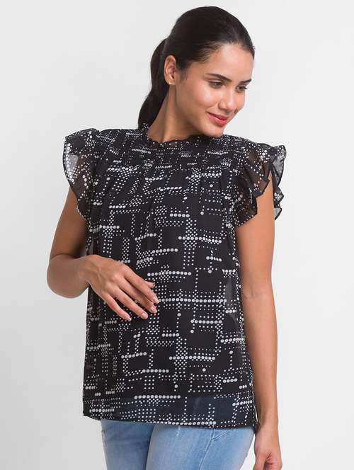 women's ruffle crew neck top - 18431907 -  Standard Image - 0