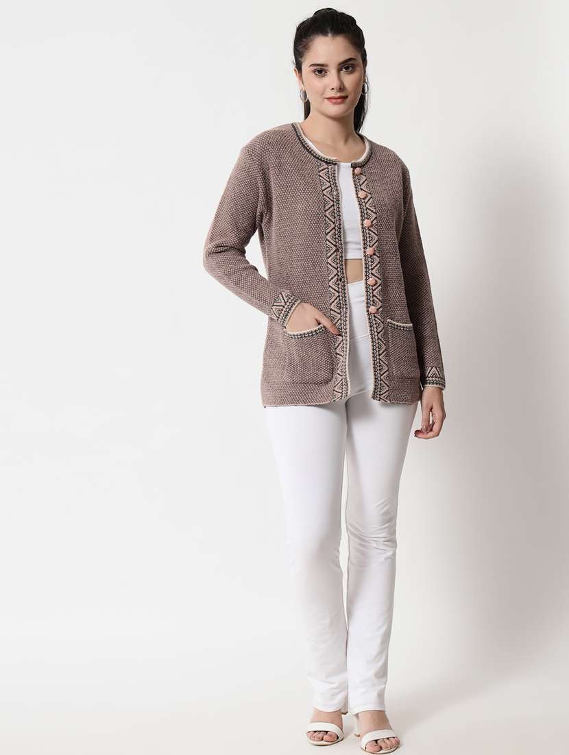 long sleeved self-desined wool cardigan - 18432051 -  Standard Image - 3