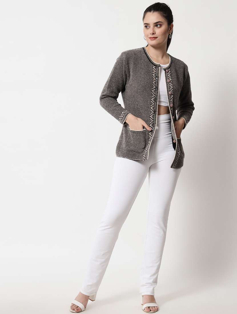 long sleeved self-designed wool cardigan - 18432052 -  Standard Image - 3