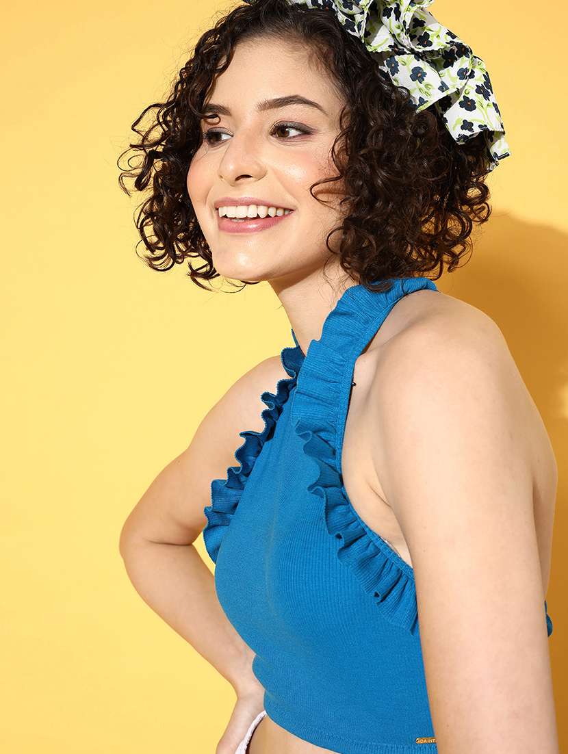 women's crop round neck top - 18434237 -  Standard Image - 3