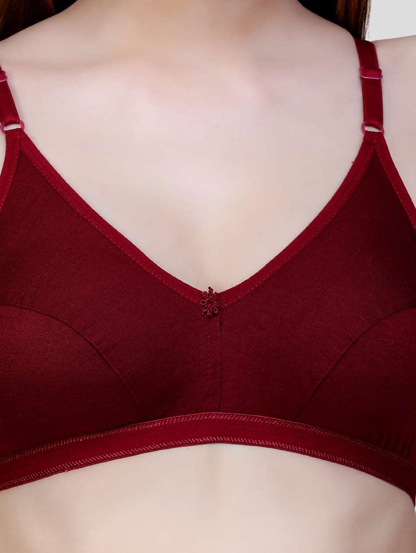 maroon solid regular bra - 18434311 - Standard Image - 5