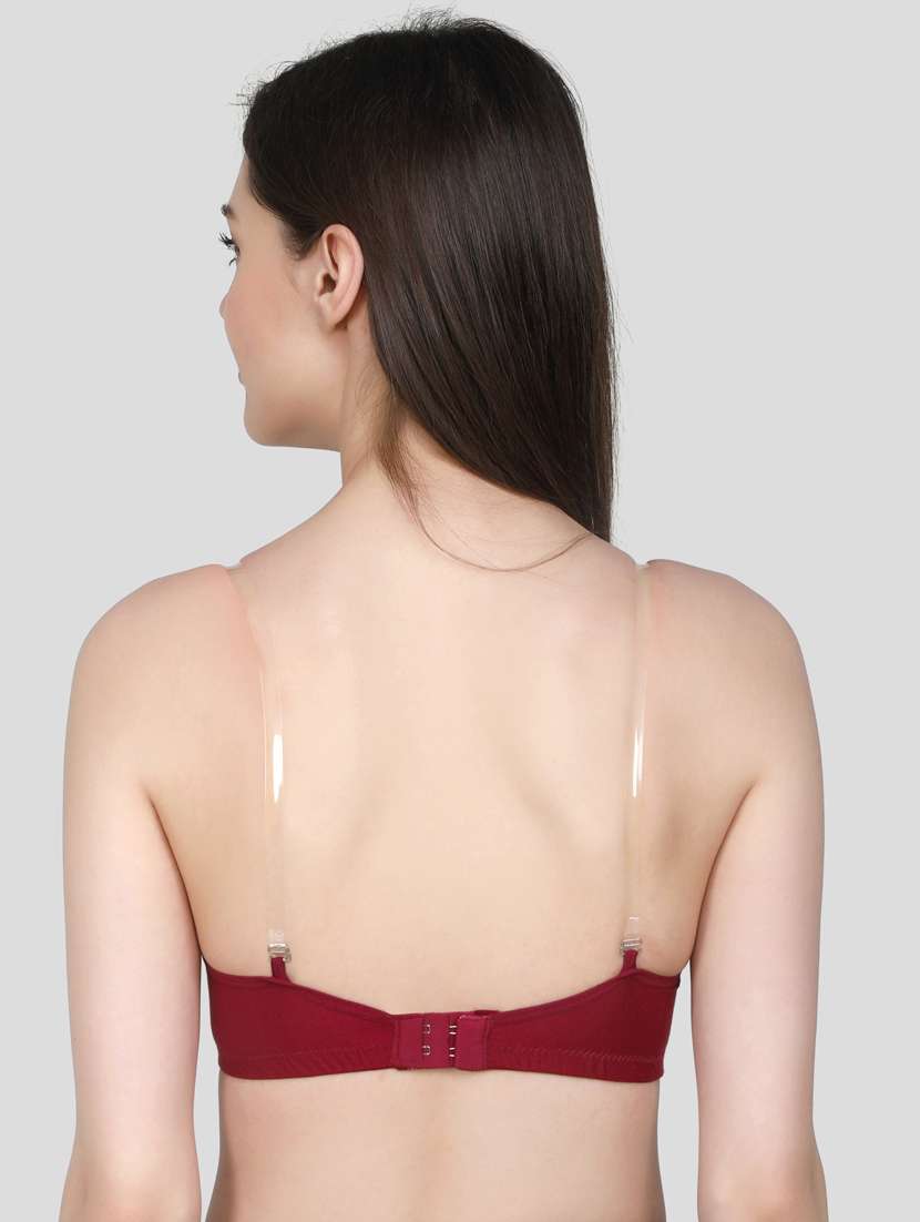 maroon solid t-shirt bra - 18434342 - Standard Image - 3