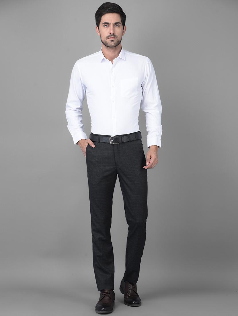 charcoal-grey checkered formal trouser - 18434978 - Standard Image - 3