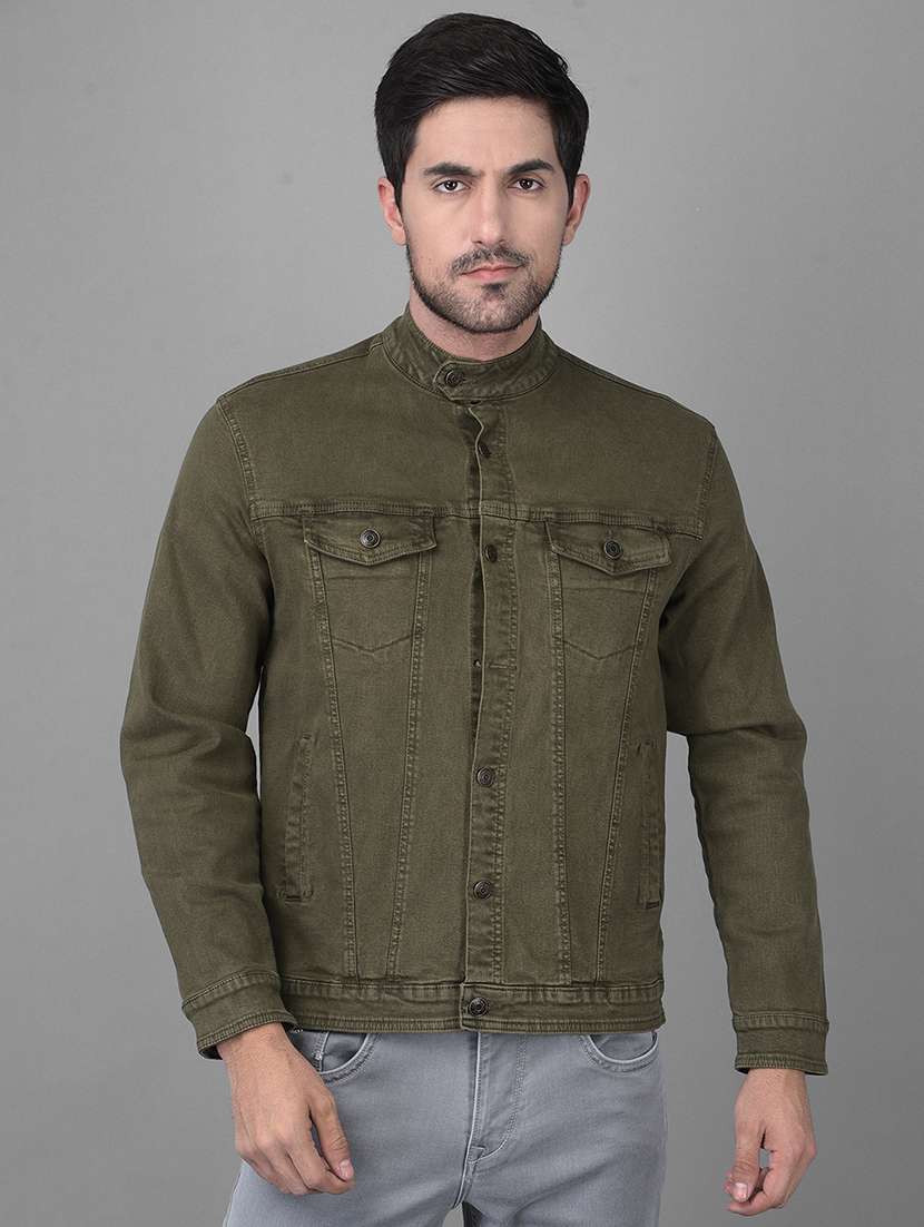 olive-green light-washed denim jacket - 18434985 - Zoom Image - 0