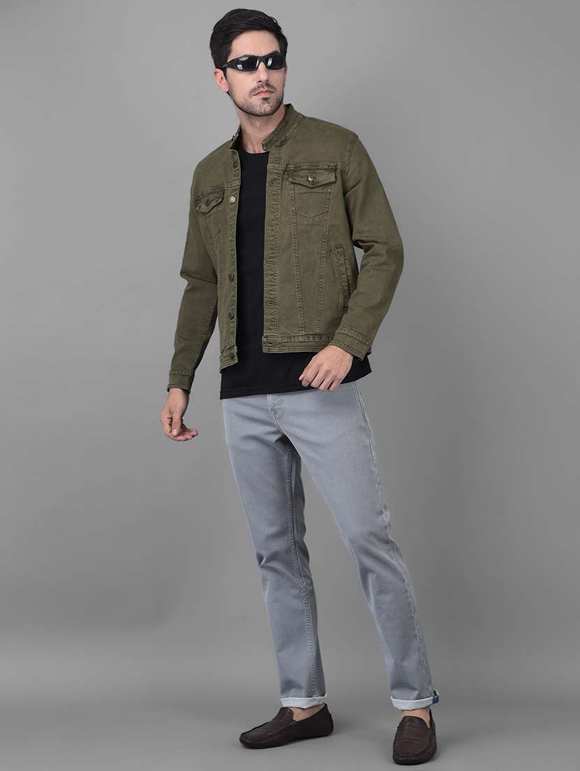 olive-green light-washed denim jacket - 18434985 - Standard Image - 3