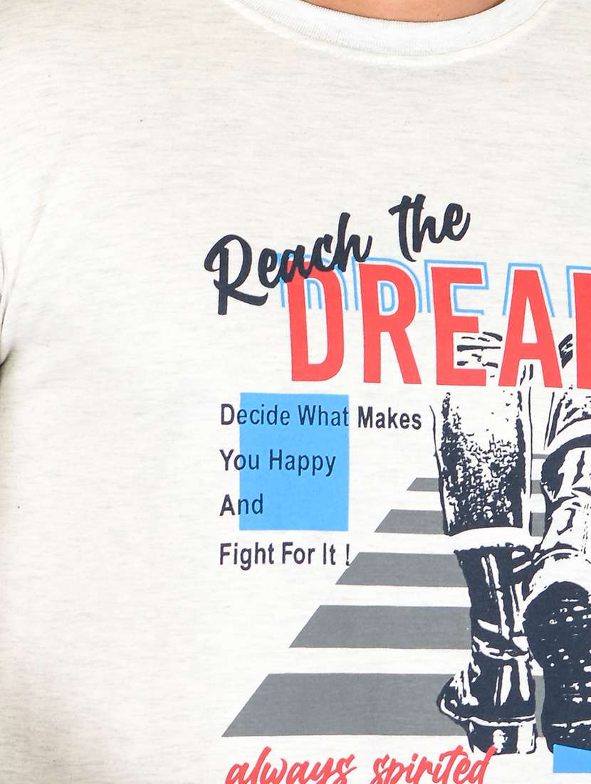 grey melange front print t-shirt - 18435336 -  Standard Image - 3