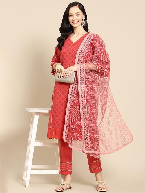 tonal embroidered chikankari net dupatta  - 18435590 -  Standard Image - 0