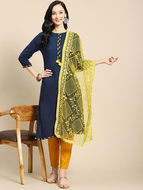 tonal embroidered chikankari net dupatta - 18435599 - Standard Image - 0