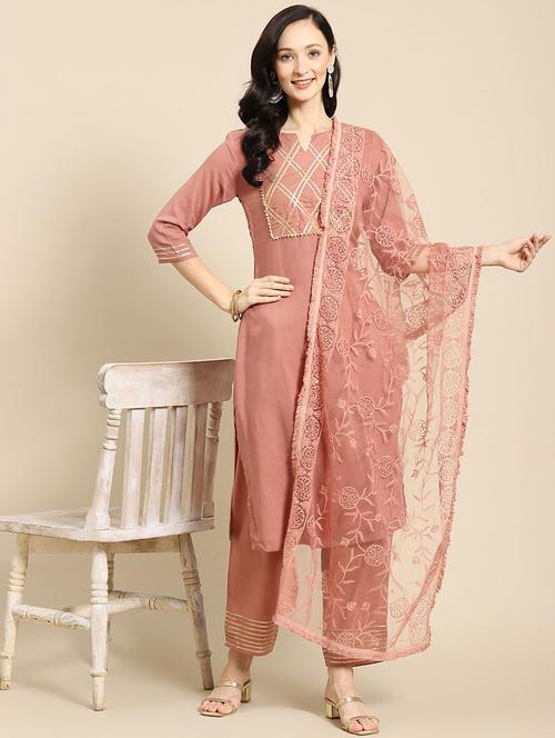 tonal embroidered chikankari net dupatta - 18435614 - Standard Image - 0