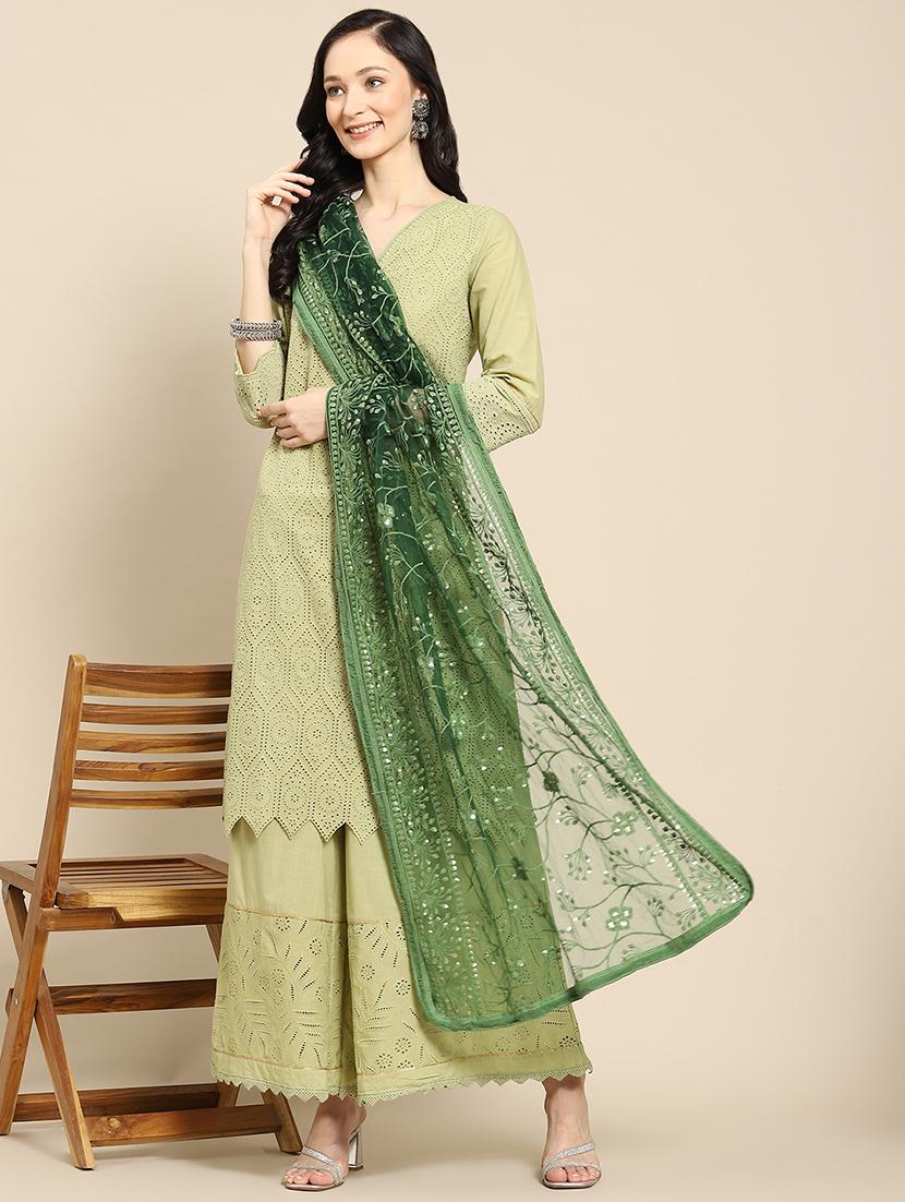 tonal embroidered chikankari net dupatta 