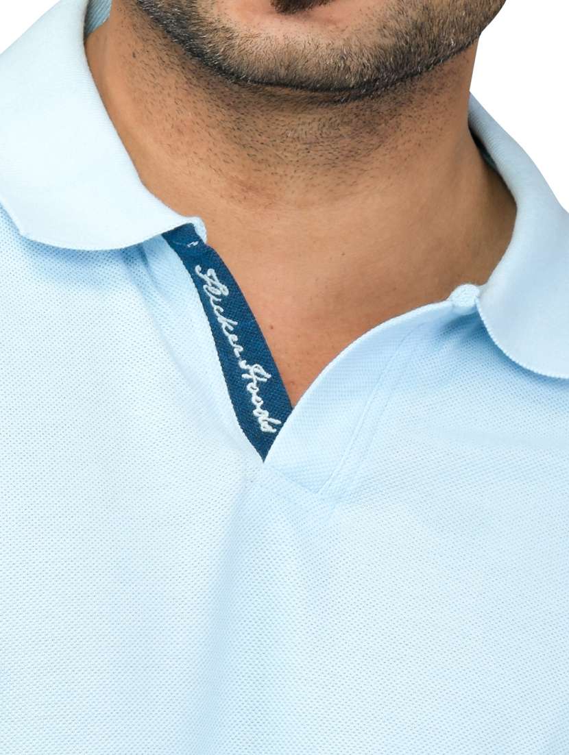 light blue solid polo t-shirt - 18436162 -  Standard Image - 3