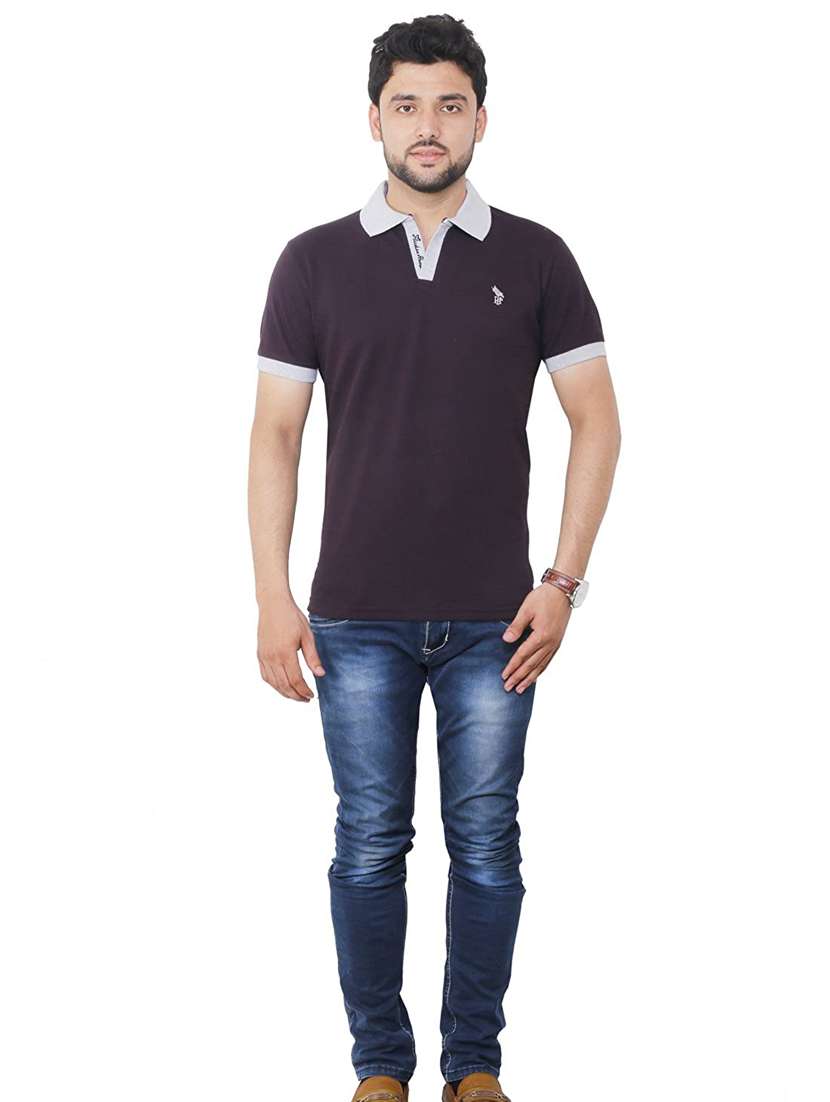 purple solid polo t-shirt - 18436170 - Standard Image - 3