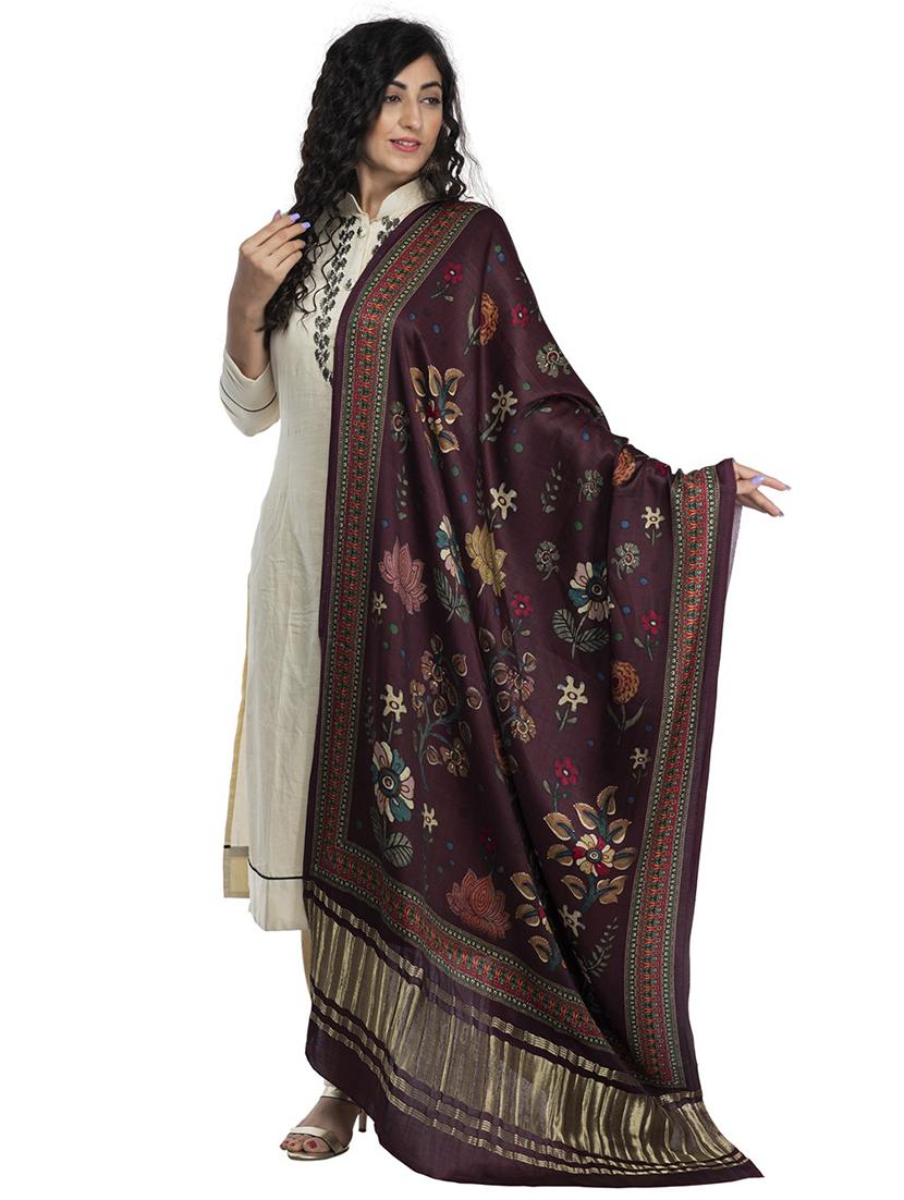 multi colored silk blend dupatta - 18436216 - Zoom Image - 0