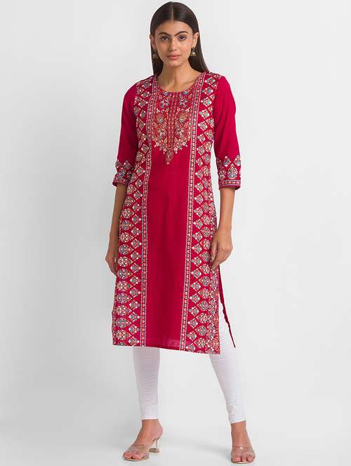 women's straight kurta - 18436274 - Standard Image - 0