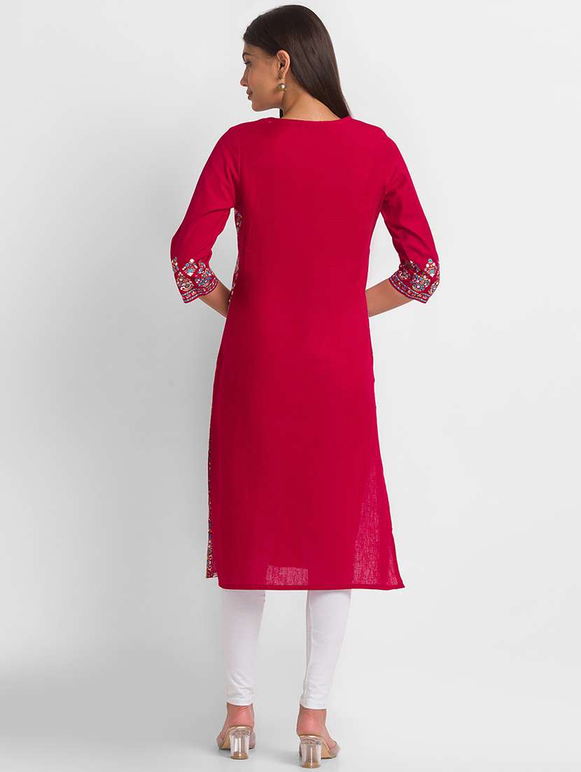 women's straight kurta - 18436274 - Standard Image - 3