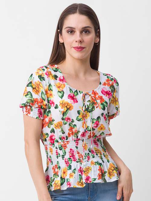 women's peplum tie-up neck top - 18436282 -  Standard Image - 0