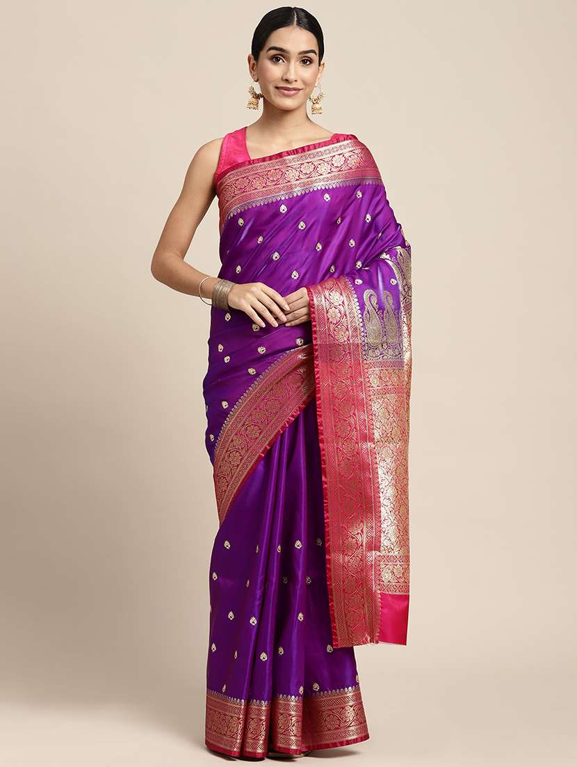 golden zari work woven saree