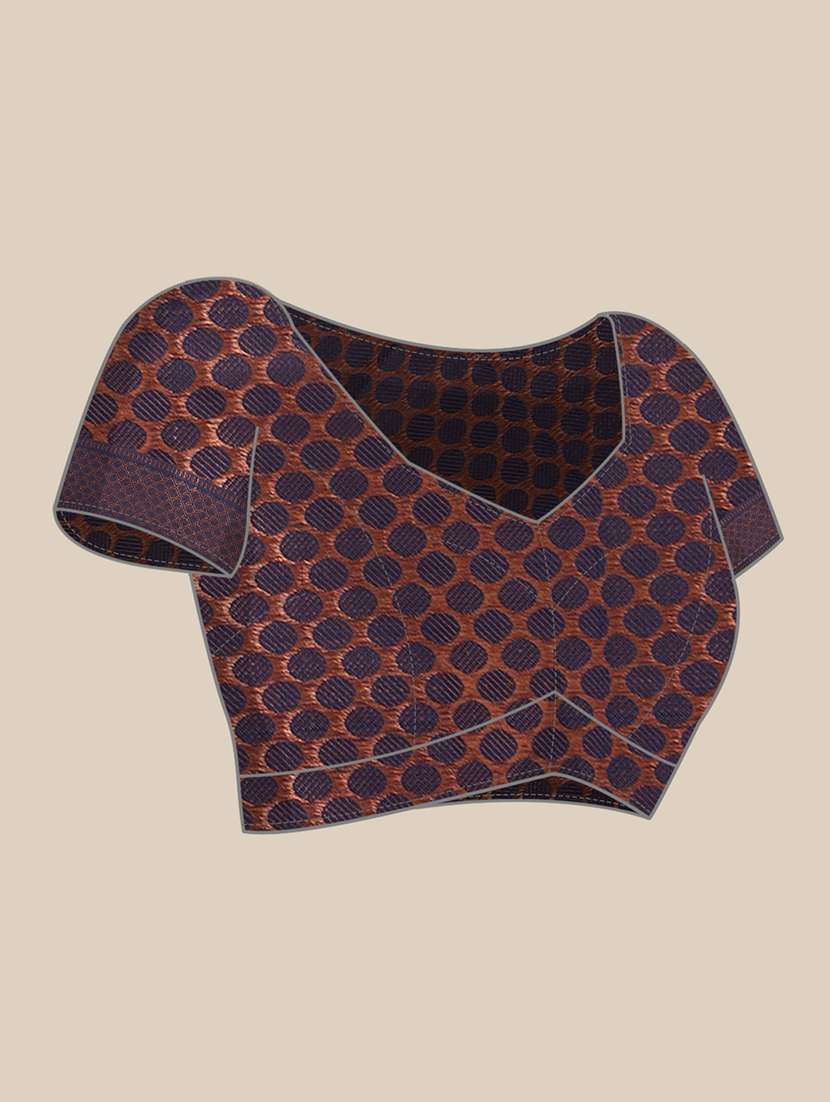 navy blue zari work woven saree with blouse - 18436710 - Standard Image - 3