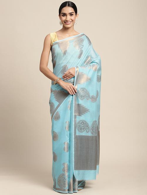 golden zari work woven saree with blouse - 18436733 - Standard Image - 0