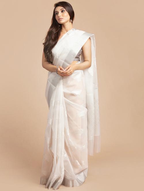 zari work woven saree with blouse - 18436744 - Standard Image - 0