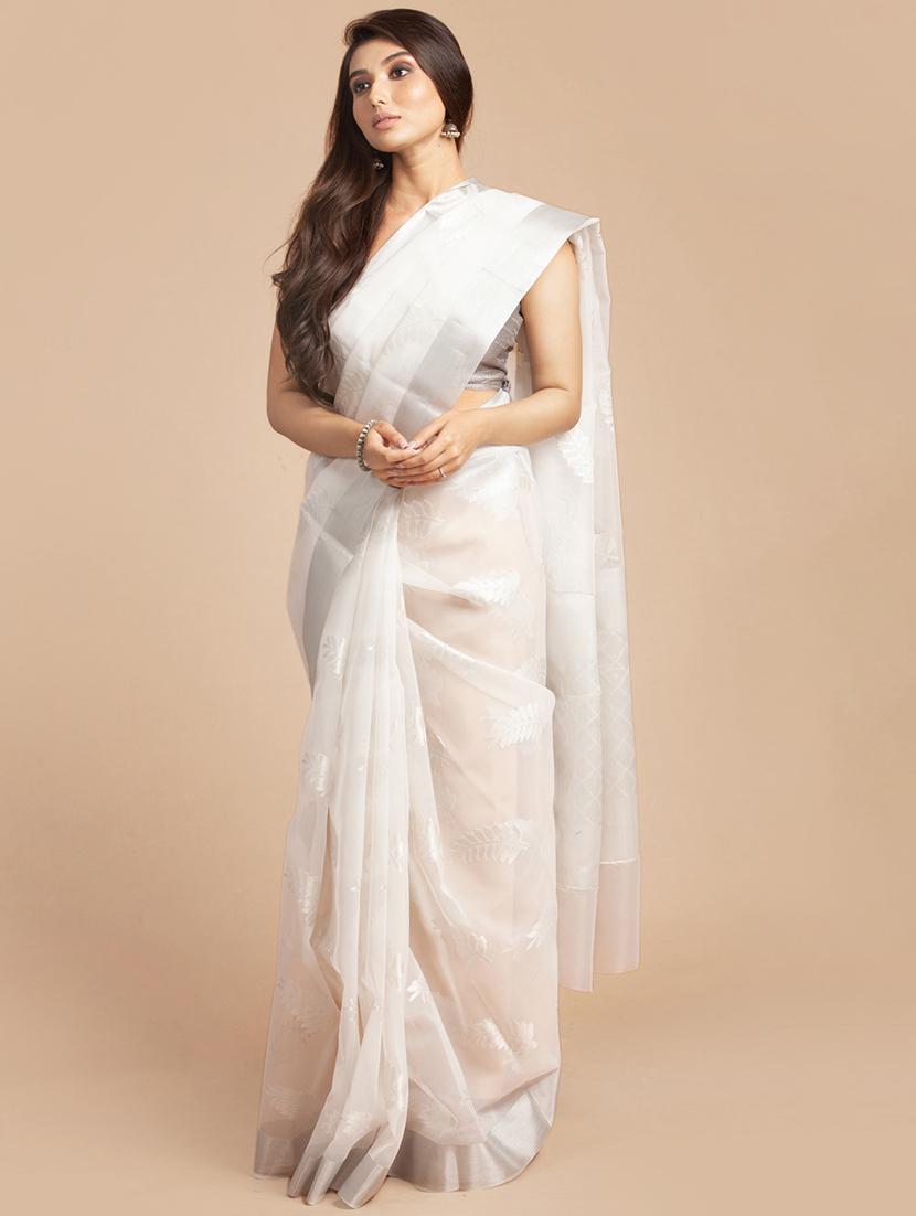 zari work woven saree with blouse - 18436744 - Zoom Image - 0