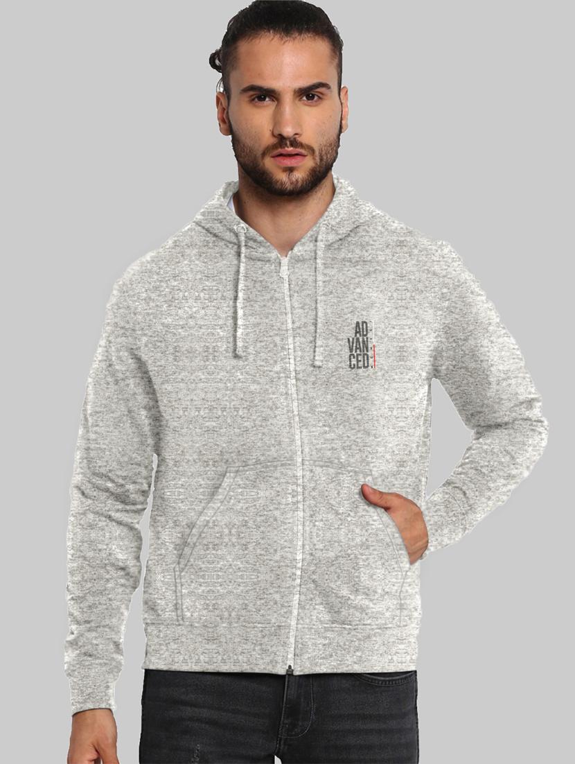grey chest-printed hooded sweatshirt - 18437068 -  Zoom Image - 0