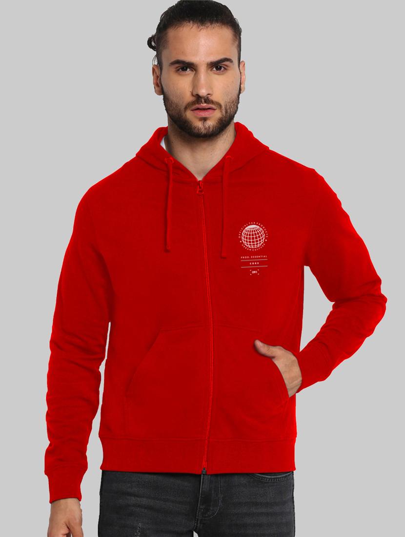 red chest-printed hooded sweatshirt - 18437071 -  Zoom Image - 0