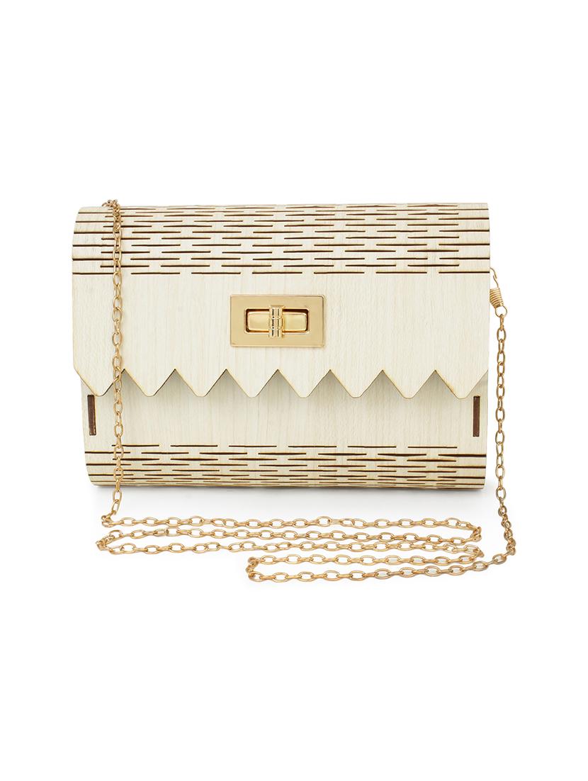 cream wood regular clutch - 18437086 -  Zoom Image - 0