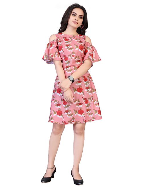 cold shoulder printed fit & flare dress - 18437469 -  Standard Image - 0