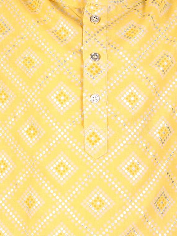 boys yellow printed kurta pajama set  - 18438514 -  Standard Image - 3
