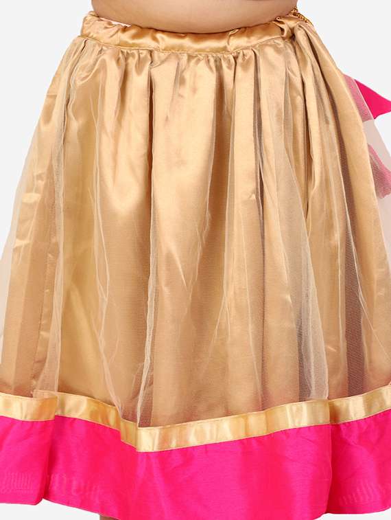 girls pink applique work lehnga choli set - 18438537 - Standard Image - 3