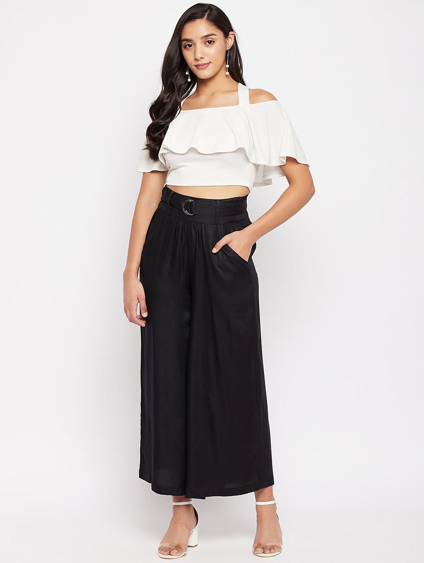 high rise solid flared palazzo - 18438576 - Standard Image - 3