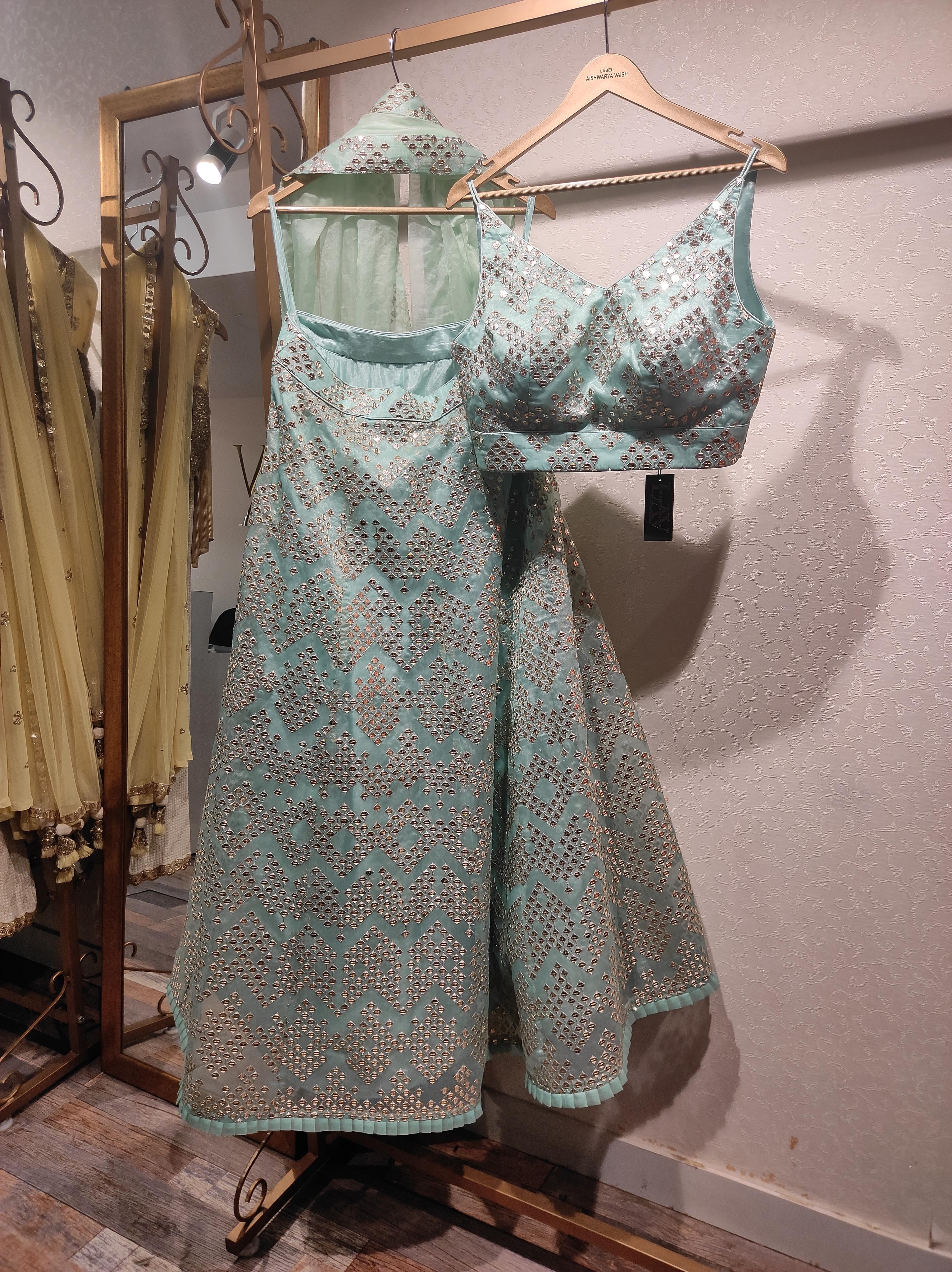 organza lehenga with all over mirror - 18438668 - Zoom Image - 0