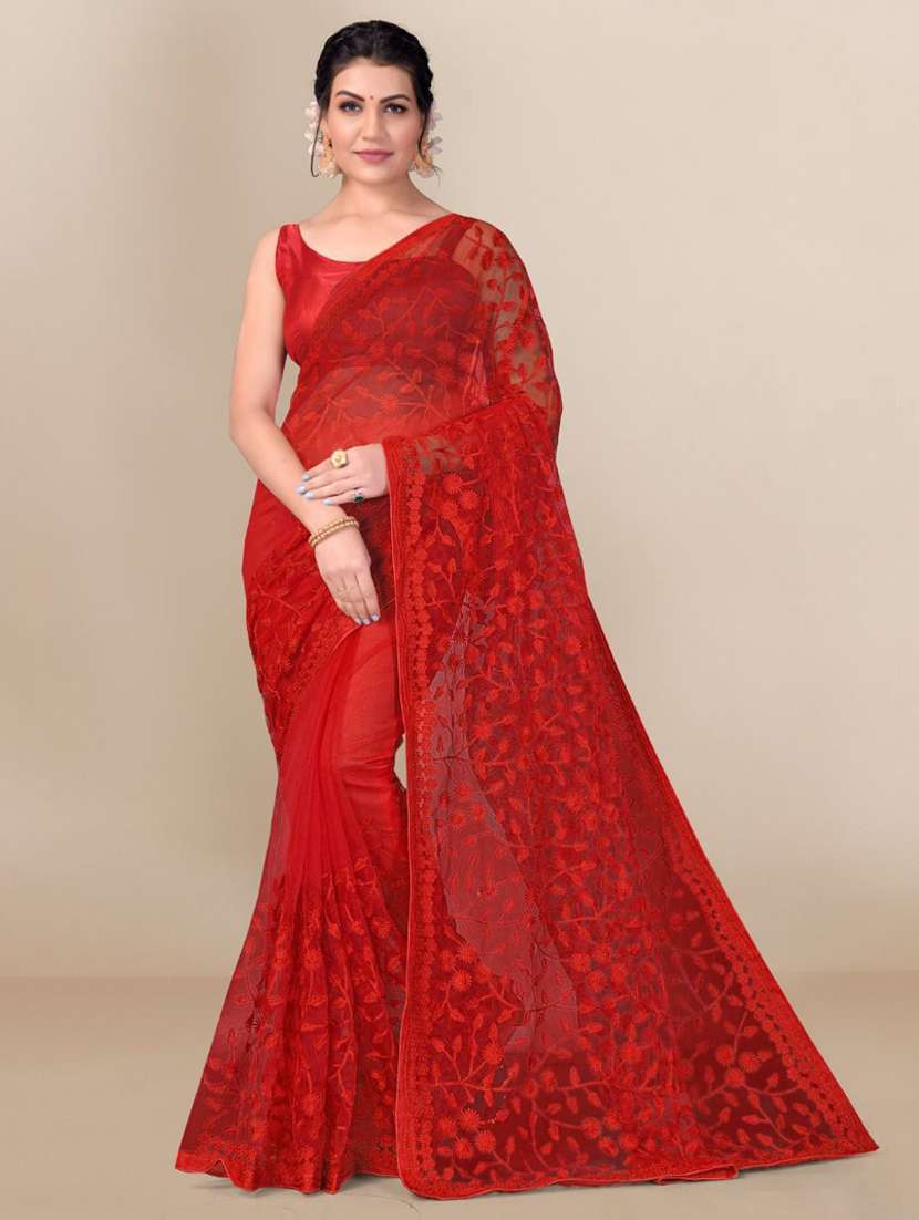 tonal embroidered net saree  with blouse