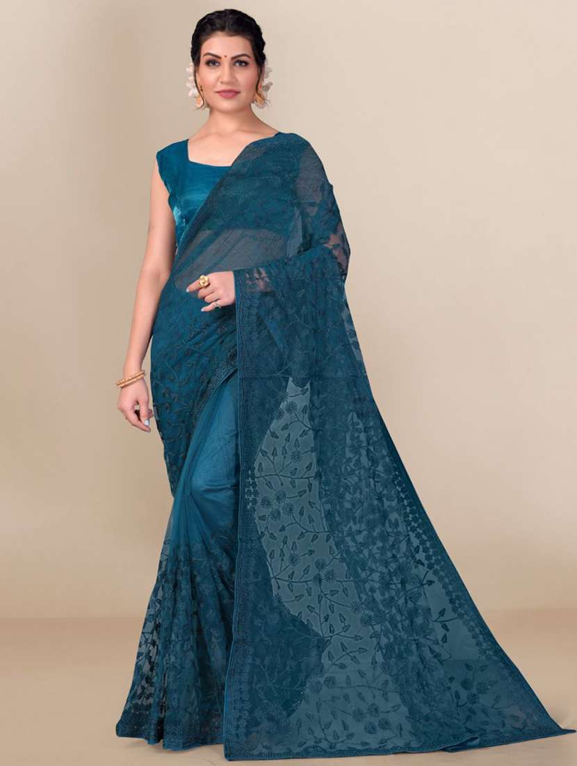 tonal embroidered net saree  with blouse