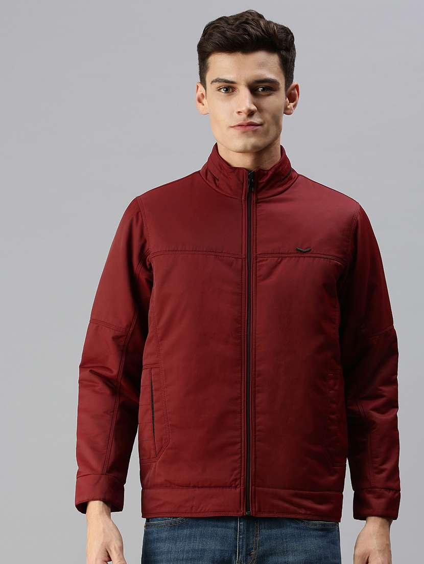 maroon solid reversible casual jacket