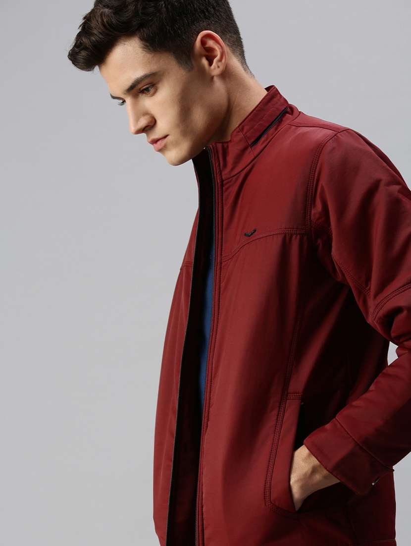 maroon solid reversible casual jacket - 18438944 -  Standard Image - 5