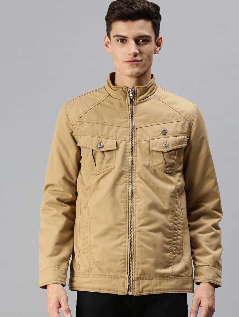 beige solid casual jacket