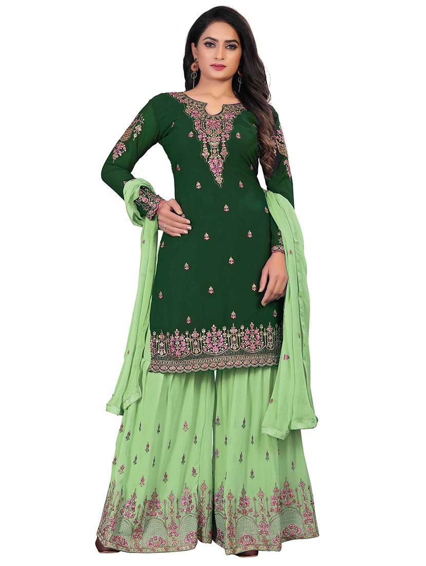 embroidered semi-stitched suit set 