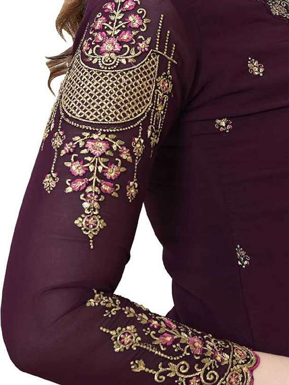 embroidered semi-stitched suit set  - 18439001 -  Standard Image - 3