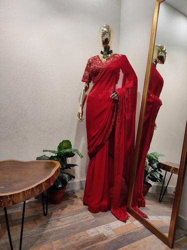 handcrafted ready to wear stitched saree  - 18439007 -  Standard Image - 0