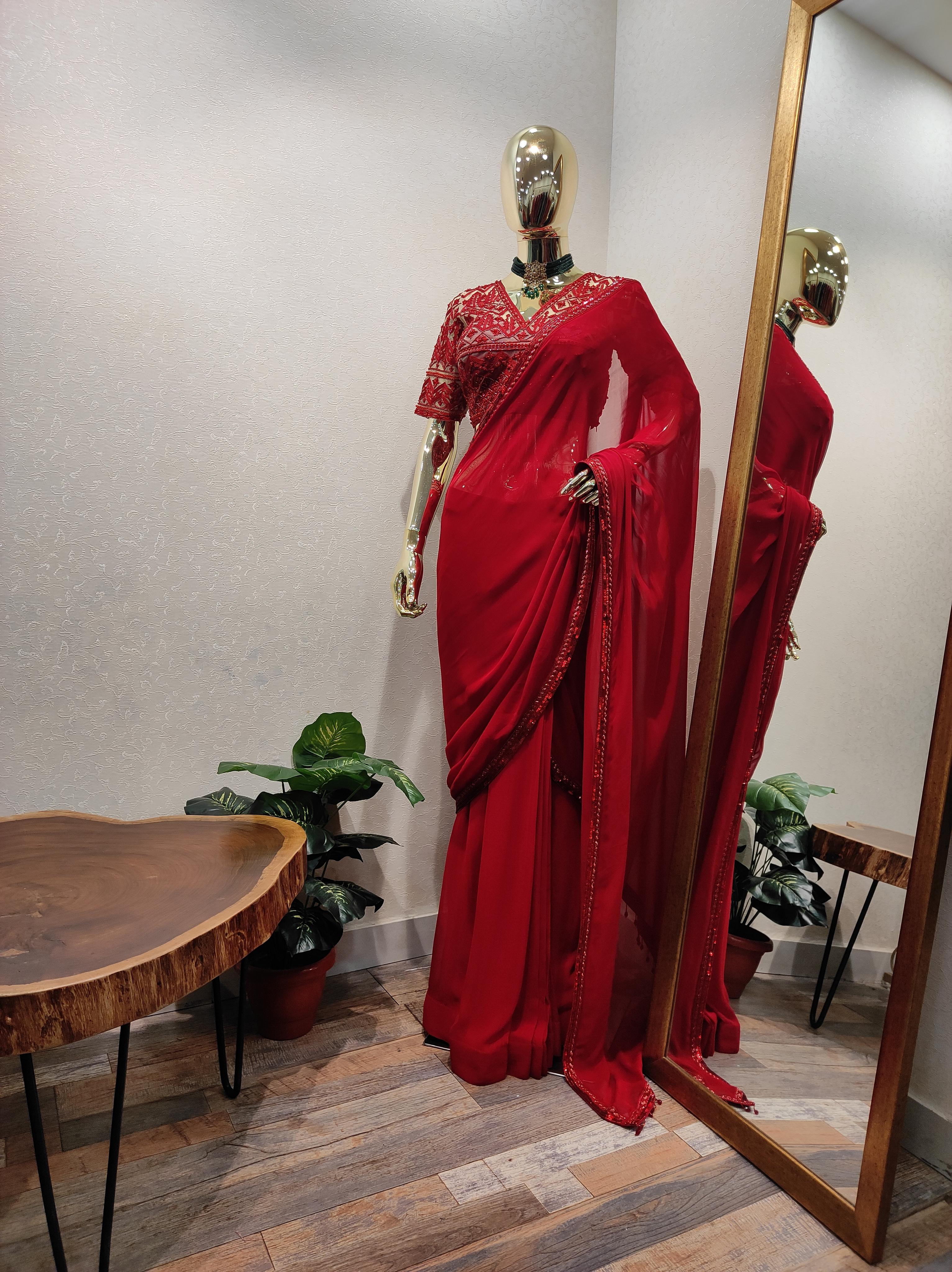 handcrafted ready to wear stitched saree  - 18439007 -  Zoom Image - 0