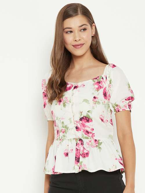 women's peplum square neck top - 18439789 - Standard Image - 0