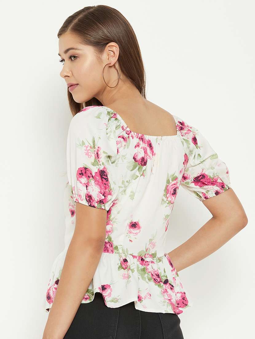women's peplum square neck top - 18439789 - Standard Image - 3